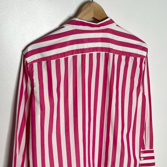 J. Crew Garcon Long Sleeve Button Up Shirt Womens Pink White Stripe Cotton - Picture 7 of 10